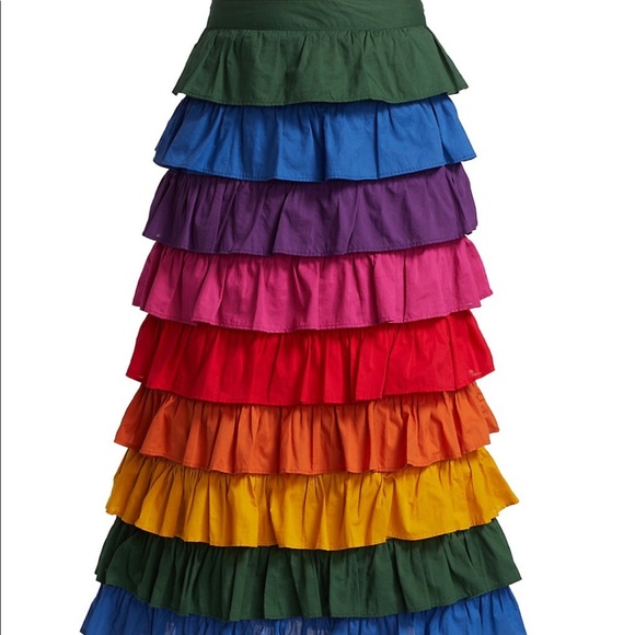 Farm Rio tiered colorblock rainbow skirt - Picture 2 of 2